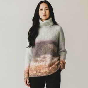 🌻Anthropologie OLIVER by Escio Bohemian Watercolor Turtleneck Sweater Size M